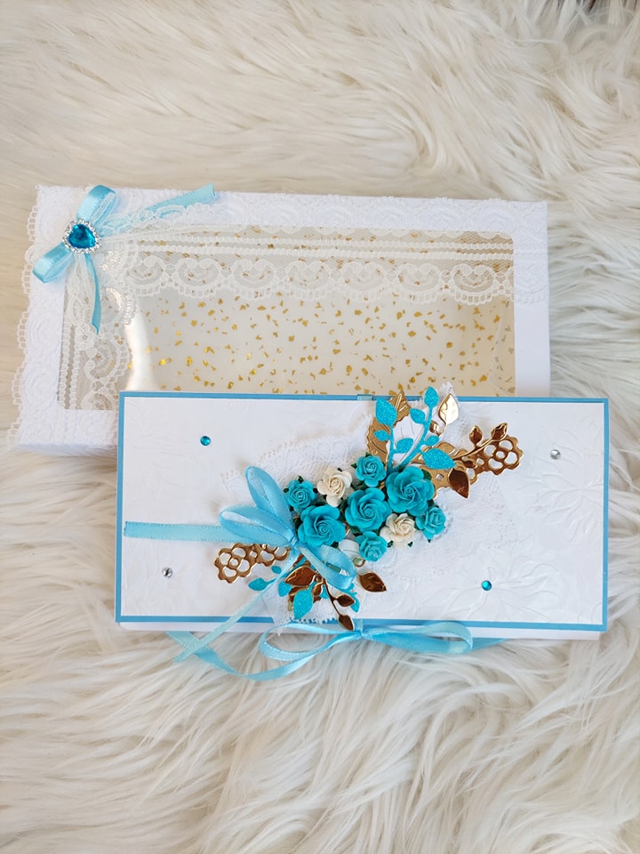 Käsitöökaart pulmadeks kinkekarbiga