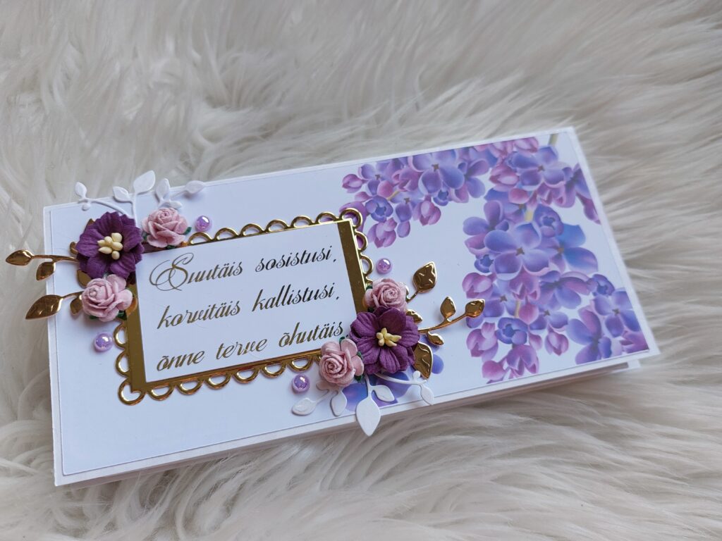 šokolaaditaskuga õnnitluskaart