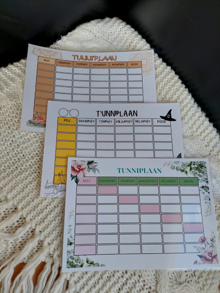 Lamineeritud tunniplaan