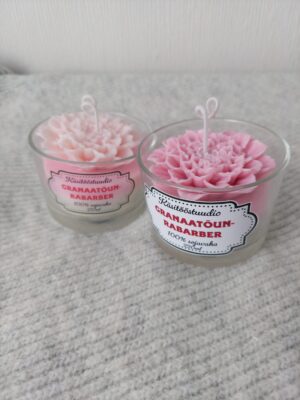 Käsitööküünal Granaatõun-rabarber