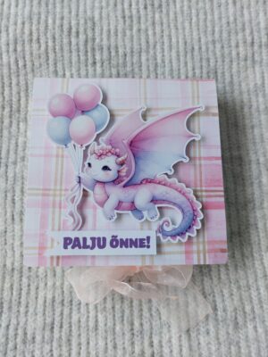 Käsitöökaart kinder šokolaadiga "Draakonibeebi"